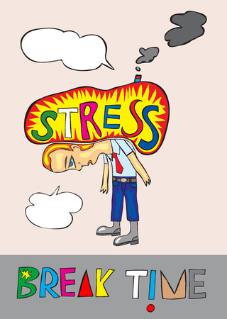 Stress man, naive cartoon, art vector illustrationのイラスト素材