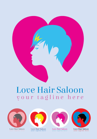 LOve Hair saloon, art logo designのイラスト素材