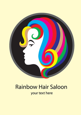 Rainbow hair saloon #2, art vector designのイラスト素材