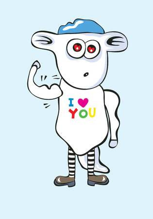 Sheep cartoon, art vector illustrationのイラスト素材