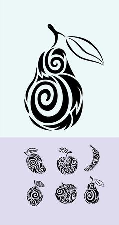 Fruits icon set, art vector illustrationのイラスト素材