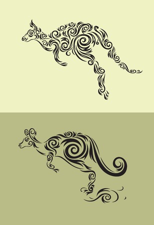 Kangaroo set, art vector ornament decorationのイラスト素材