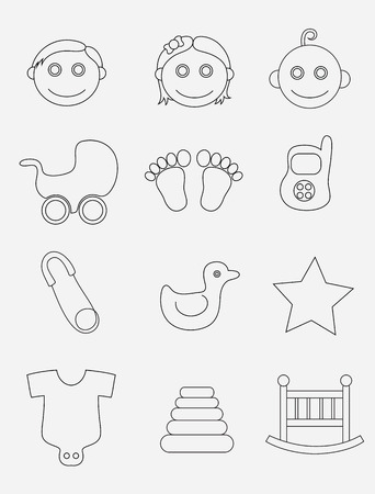 Baby icon set, art vector illustrationのイラスト素材