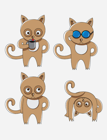 Cat cartoon set, art vector illustrationのイラスト素材