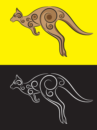 Kangaroo ornate, art vector decorationのイラスト素材
