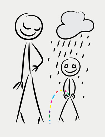 Mother and child, art vector outline sketch designのイラスト素材