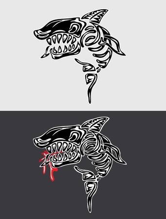 Shark Fossil, art vector designのイラスト素材