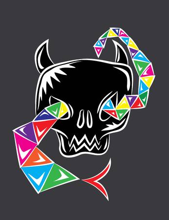 Skull with Snake, art vector designのイラスト素材
