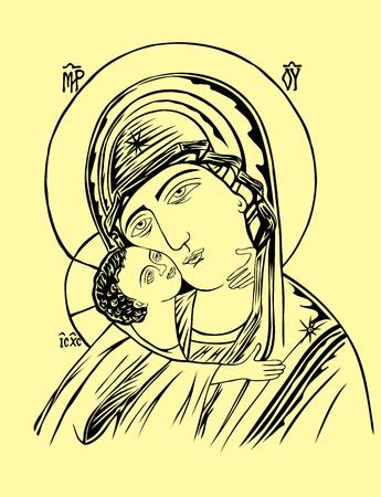 Mother and Child Icon, art vector designのイラスト素材