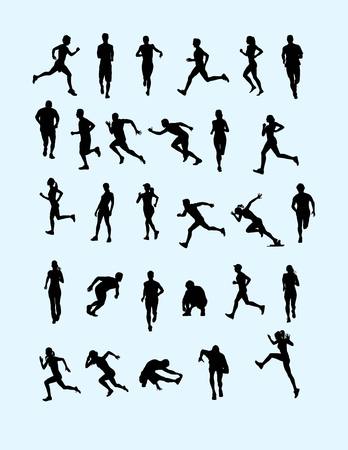 Runner Silhouette Collection, art vector designのイラスト素材