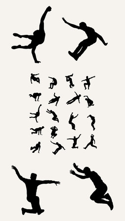 Silhouettes Tricking Parkour, art vector designのイラスト素材