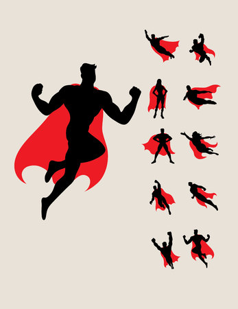 Superhero Silhouettes, art vector designのイラスト素材