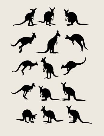 Kangaroo Silhouettes, art designのイラスト素材