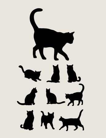 Cat Silhouette, art vector designのイラスト素材