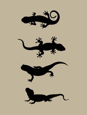 Lizard Silhouettes, art vector designのイラスト素材
