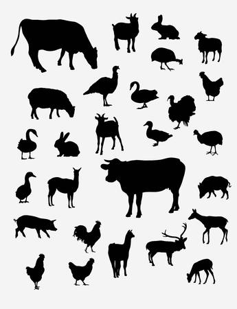 Silhouettes of Farm Animalsのイラスト素材