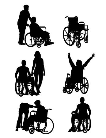 Handicapped and wheelchair Silhouettesのイラスト素材