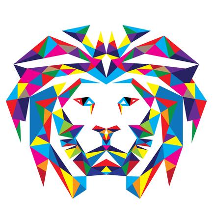 Geometric Head Lion, art vector polygonal designのイラスト素材