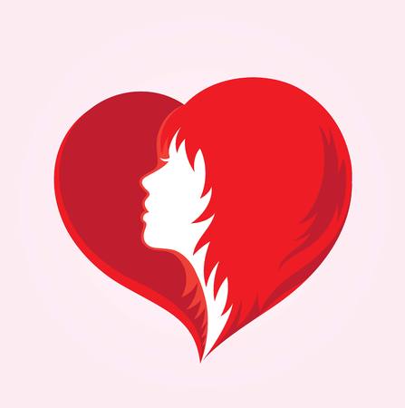 Beauty Love Hair Logo, illustration art vector designのイラスト素材