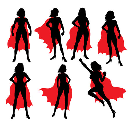 Super Ladies Hero, art vector silhouettes designのイラスト素材