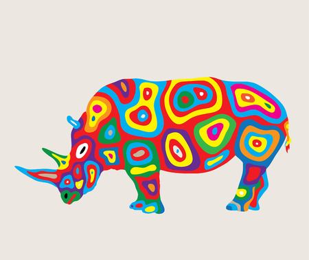 Colorful rhinoceros art design.のイラスト素材