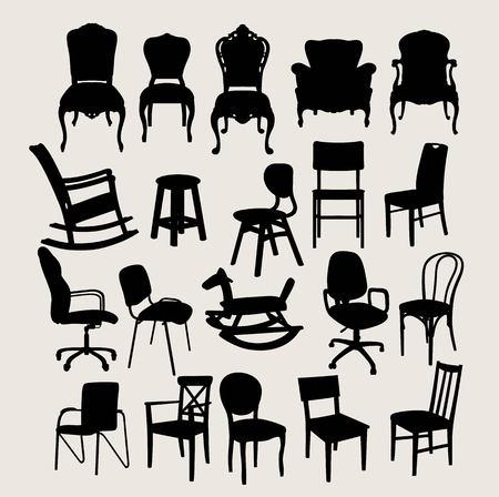 Chair set Silhouette, art vector designのイラスト素材