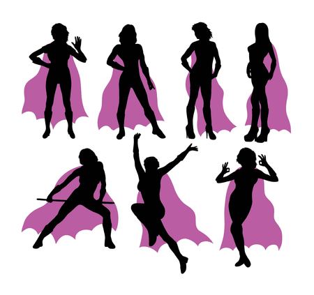 Super Girl Silhouettes, art vector designのイラスト素材