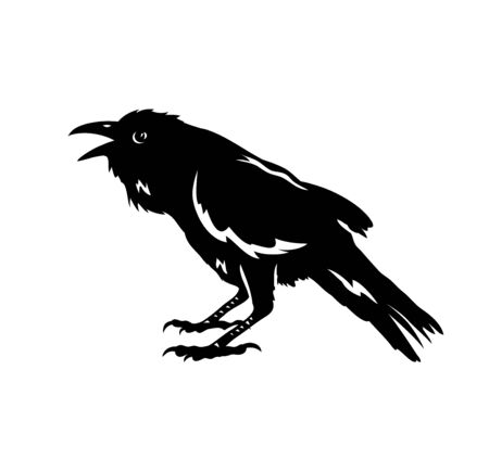 Raven Bird Silhouette, art vector designのイラスト素材