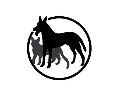 Dog and Cat Logo, art vector designのイラスト素材