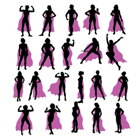 Super Girl Silhouettes, art vector designのイラスト素材