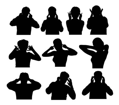Silhouettes People Are Headaches, art vector designのイラスト素材