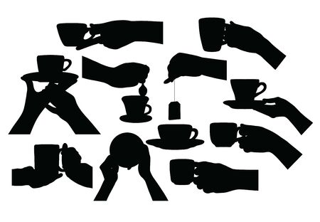 Silhouettes for Drinking Coffee, art vector designのイラスト素材