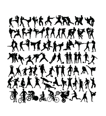 People Activity Silhouettes, art vector designのイラスト素材