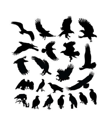 Eagle Set Silhouettes, art vector designのイラスト素材