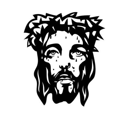 The face of the Lord Jesus on the Cross, art vector designのイラスト素材