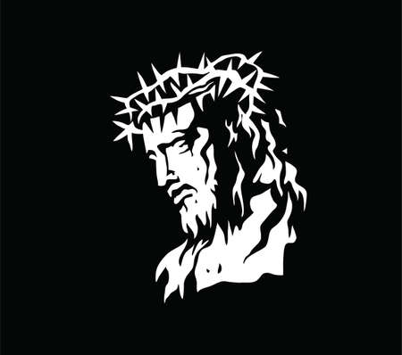 Jesus Face Silhouette, art vector designのイラスト素材