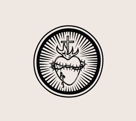 Sacred Heart of Jesus Icon, art vector designのイラスト素材