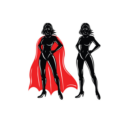 Super Girl Silhouette, art vector designのイラスト素材