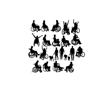 Disabled Activity Silhouettes, art vector designのイラスト素材