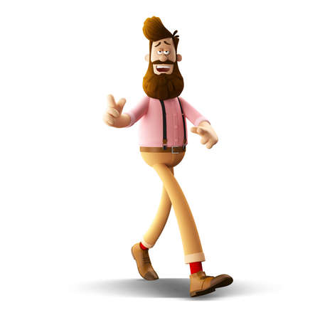 3d funny character of hipster man isolatedの写真素材