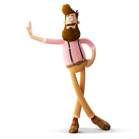 3d funny character of hipster man isolatedの写真素材
