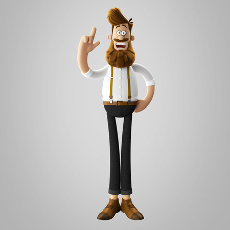 3d funny character of hipster man isolatedの写真素材