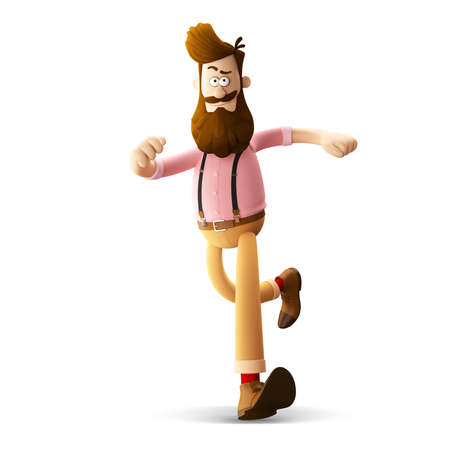 3d funny character of hipster man isolatedの写真素材