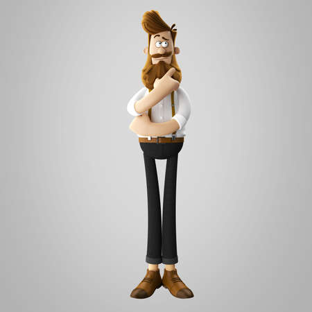 3d funny character of hipster man isolatedの写真素材