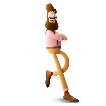 3d funny character of hipster man isolatedの写真素材