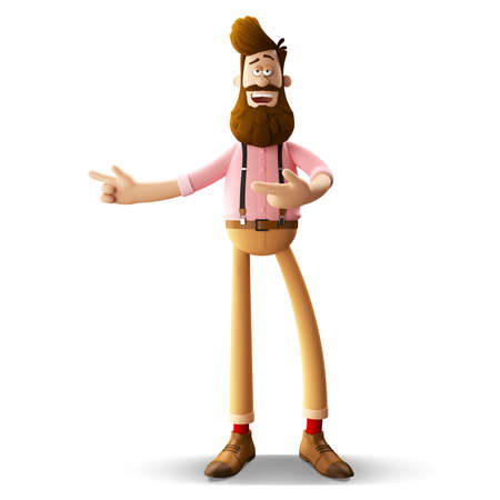 3d funny character of hipster man isolatedの写真素材