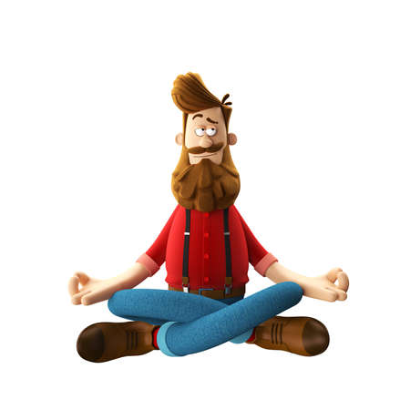 3d funny character of hipster man isolatedの写真素材