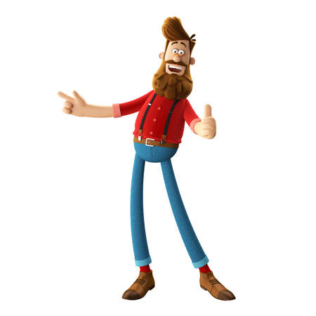 3d funny character of hipster man isolatedの写真素材