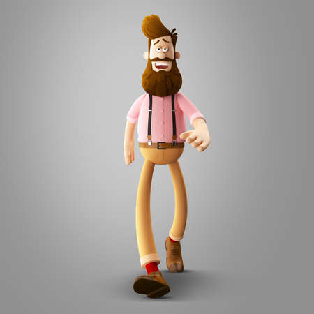 3d funny character of hipster man isolatedの写真素材