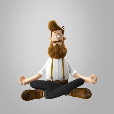 3d funny character of hipster man isolatedの写真素材